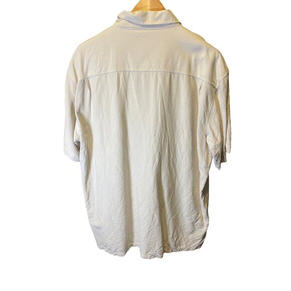 Silk Icon Mens Cream Button Down Short Sleeved Silk Shirt Sz 2XL - Picture 2 of 9